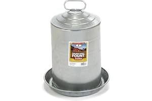 Little Giant® Double Wall Metal Poultry Fount | Poultry Waterer | Heavy Duty Galvanized Steel Waterer | Made in USA (Silver, 3 Gallon)