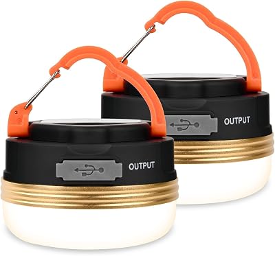 flintronic Camping Lantern 2 Pack USB Rechargeable 1800mAh Magnetic Base LED