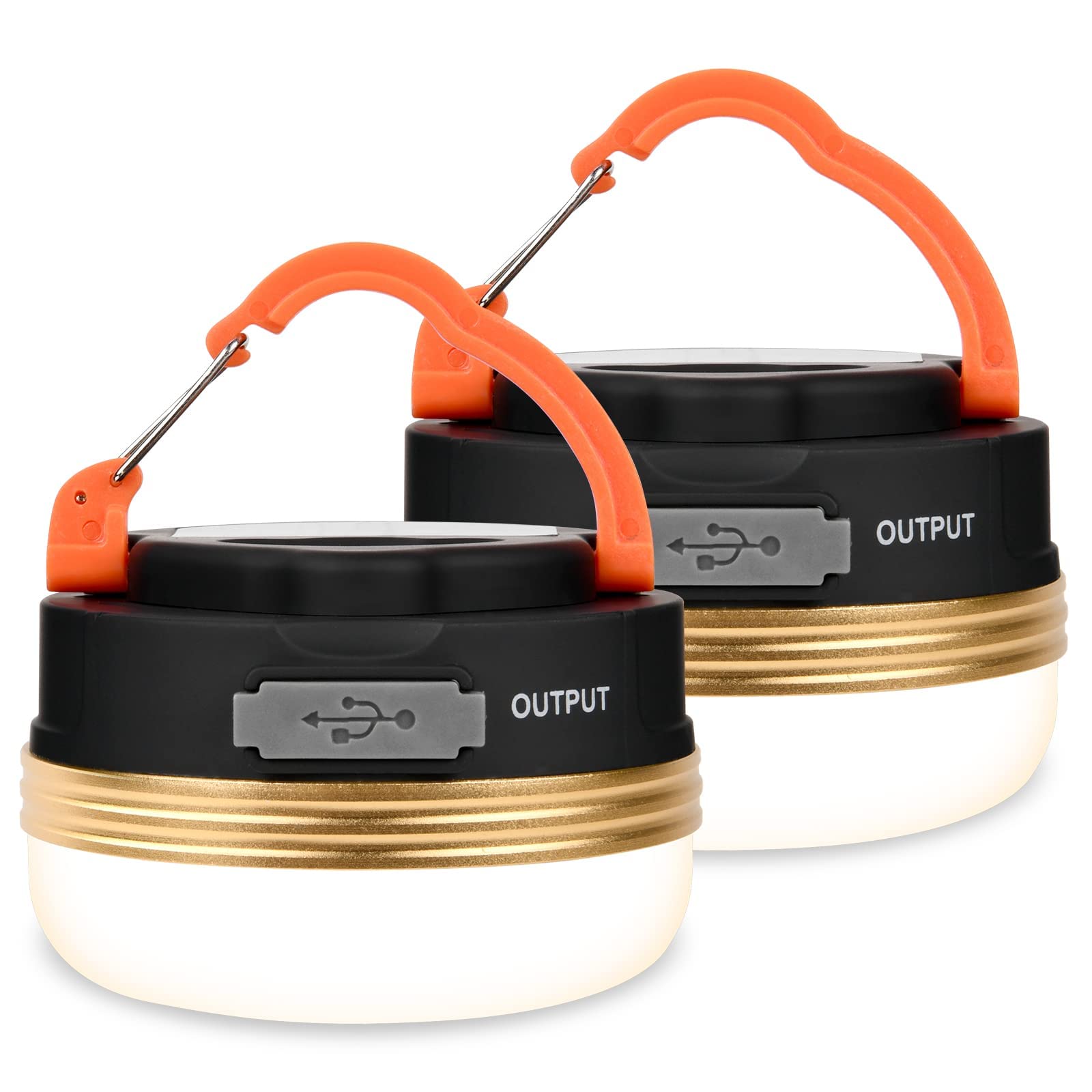 flintronic 2PCS Camping Lantern, Camping Light USB Rechargeable Glare LED Tent Light with Magnetic Base, Waterproof Portable Outdoor Tent Light, 3 Modes with SOS for Hiking Fishing Emergency Home — image 1