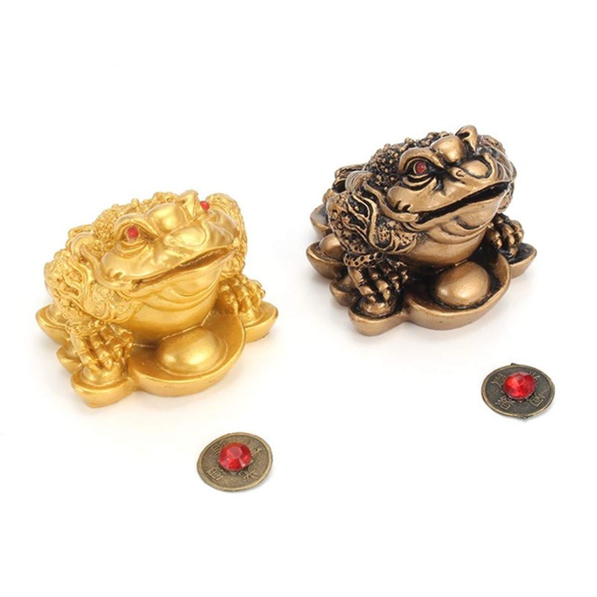 Feng Shui Frog,2Pcs Money Lucky Frog Coin Chinese Charm For Prosperity Home Decoration