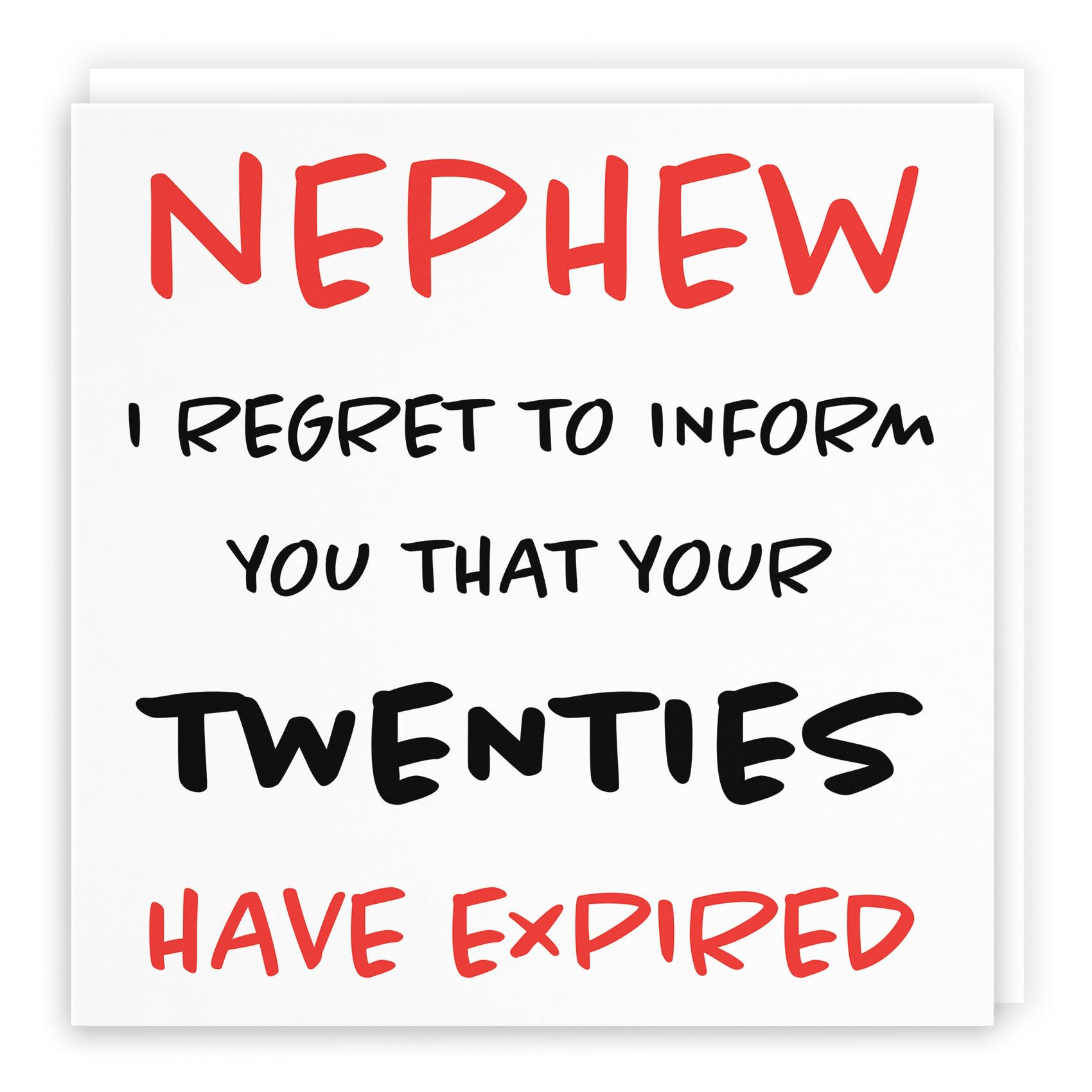 Hunts England - Large Nephew 30th Funny Birthday Card - Large Size - Nephew - I Regret To Inform You That Your Twenties Have Expired - Retro Collection - Large - 210 x 210 mm - Age 30