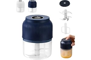 Electric Garlic Chopper, Mini Portable Veggie Cutter, USB Rechargeable Cordless Food Chopper with 4/6 Stainless Steel Blades 