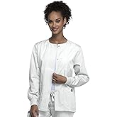 Cherokee scrubs jacket for women, Snap Front Warm-Up Jacket with 3 Pockets and Easy Care - 4350