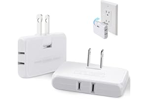 2 Pack 3 Way Flat Wall Outlet Extender AC Adapter- 2-Prong Swivel Mini Indoor Wall Tap Plug, 3 in 1 Extension Plug Adapter Fo