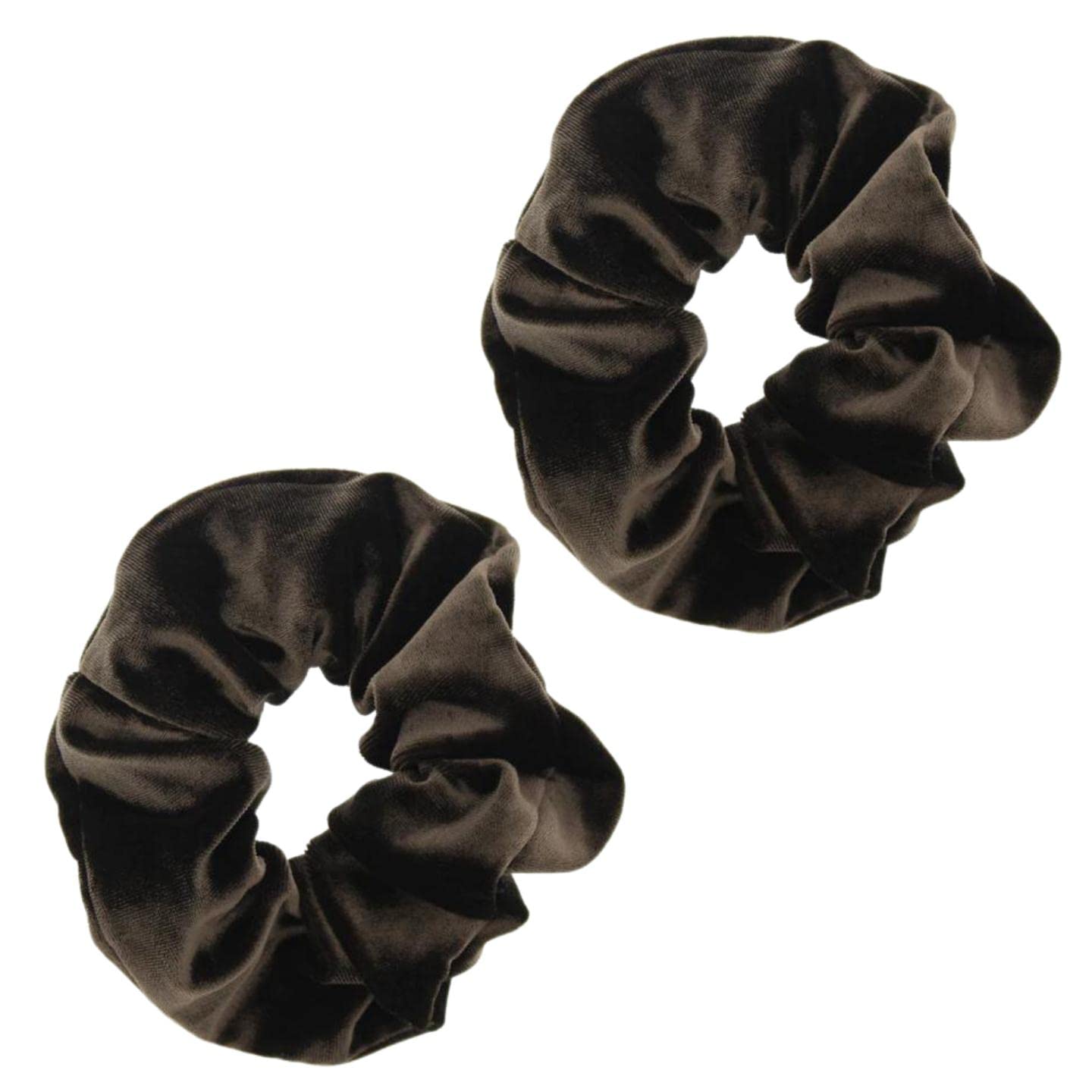 Topkids Accessories - Luxury Velvet Scrunchie Scrunchies Elastic Hair Band Ponytail Holders Hair Scrunchie Hair Bobbles Hair Accessories for Women, Ladies, Girls - Pack of 2 (Olive Brown) — image 1