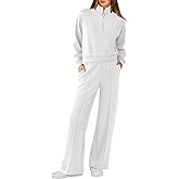 RUBZOOF Lounge Sets for Women 2 Piece Sweatsuits Fall Outfits Half Zip Sweatshirt Wide Leg Sweatpants Matching Clothing Set