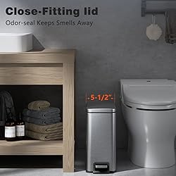 Veelesa Slim Bathroom Trash Can with Lid Soft