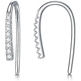 CHIC & ARTSY 925 Sterling Silver Half Hoop Earrings for Women, Adjustable Huggie & Threader Hoop Earrings Collection, Hypoallergenic Lightweight Sleep & Everyday Earrings with Symbolic Designs