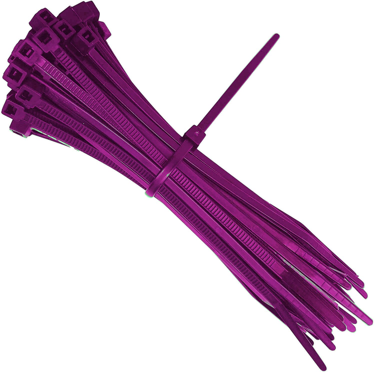 All Coloured Cable Ties 140mm x 3.6mm Nylon Plastic Zip Tie Wraps (100, Purple)