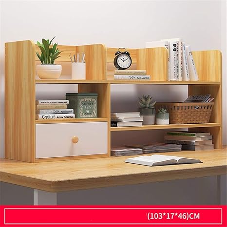 Amazon Co Jp デスク上置棚 学生ブック本棚新聞アルバム引き出しディスプレイスタンド本棚デスクトップ本棚ソリッドウッドデスク収納棚 文具 収納 デスク本棚 Color B Size 103x17x46cm ホーム キッチン