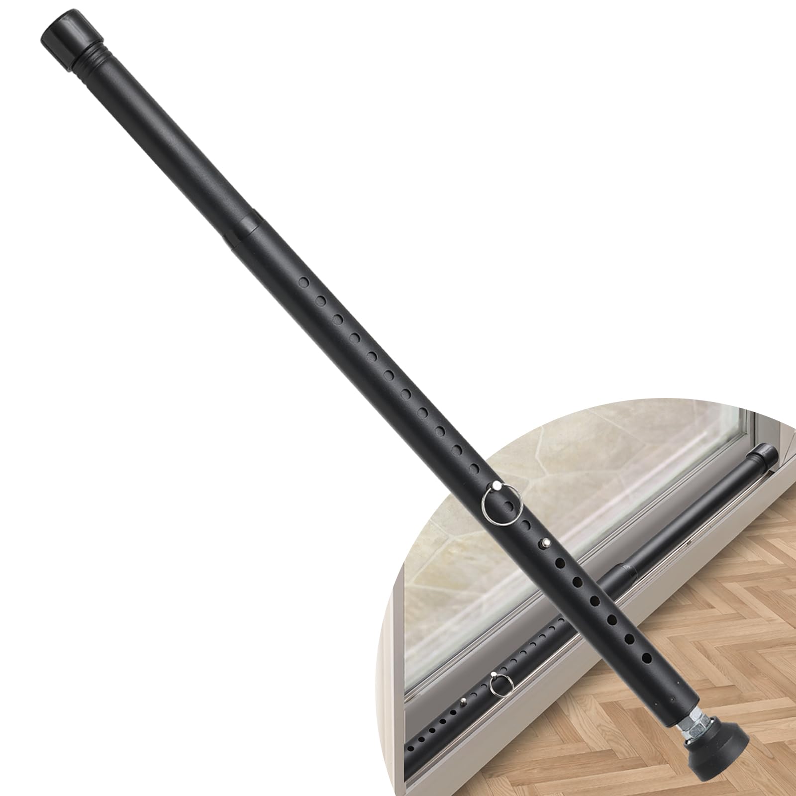 Photo 1 of DIIG Sliding Door Security Bar, 17.7-50.5inch Heavy Duty Adjustable Sliding Patio Door Lock Bar with Rubber Tips,Diameter 1inch Window Security Bar for Home Apartment Travel Children Women (Black)