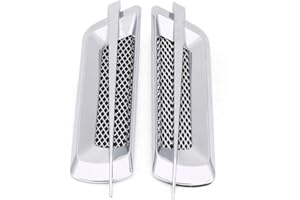 Qiilu Car Hood Vent, 2pcs Auto SUV Universal Car Air Intake Grille Side Mesh Vent Air Decorative Sticker Universal (Chrome Silver)
