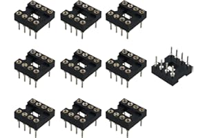 DIP IC Socket CHENJIN 10PCS 2.54mm Pitch 7.6 Row Pitch 2 Row 8 Round Pins Soldering Type DIP IC Chip Socket Adaptor