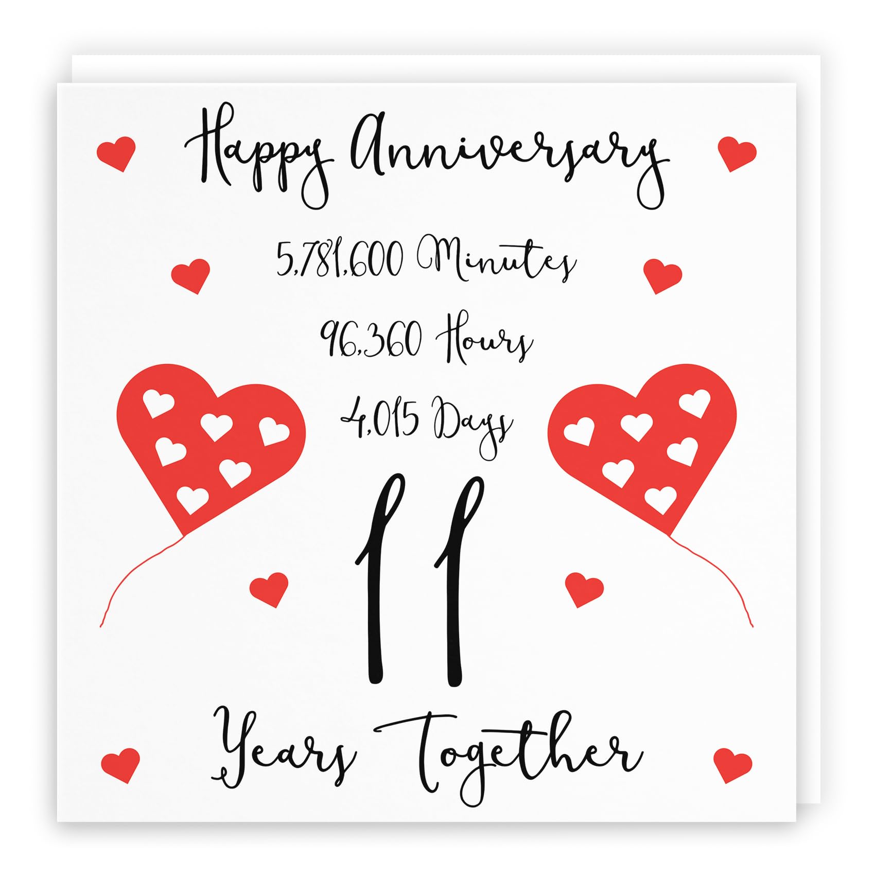 Hunts England - 11th Wedding Anniversary Card - 11 Years Together - Happy Anniversary - Timeless Collection