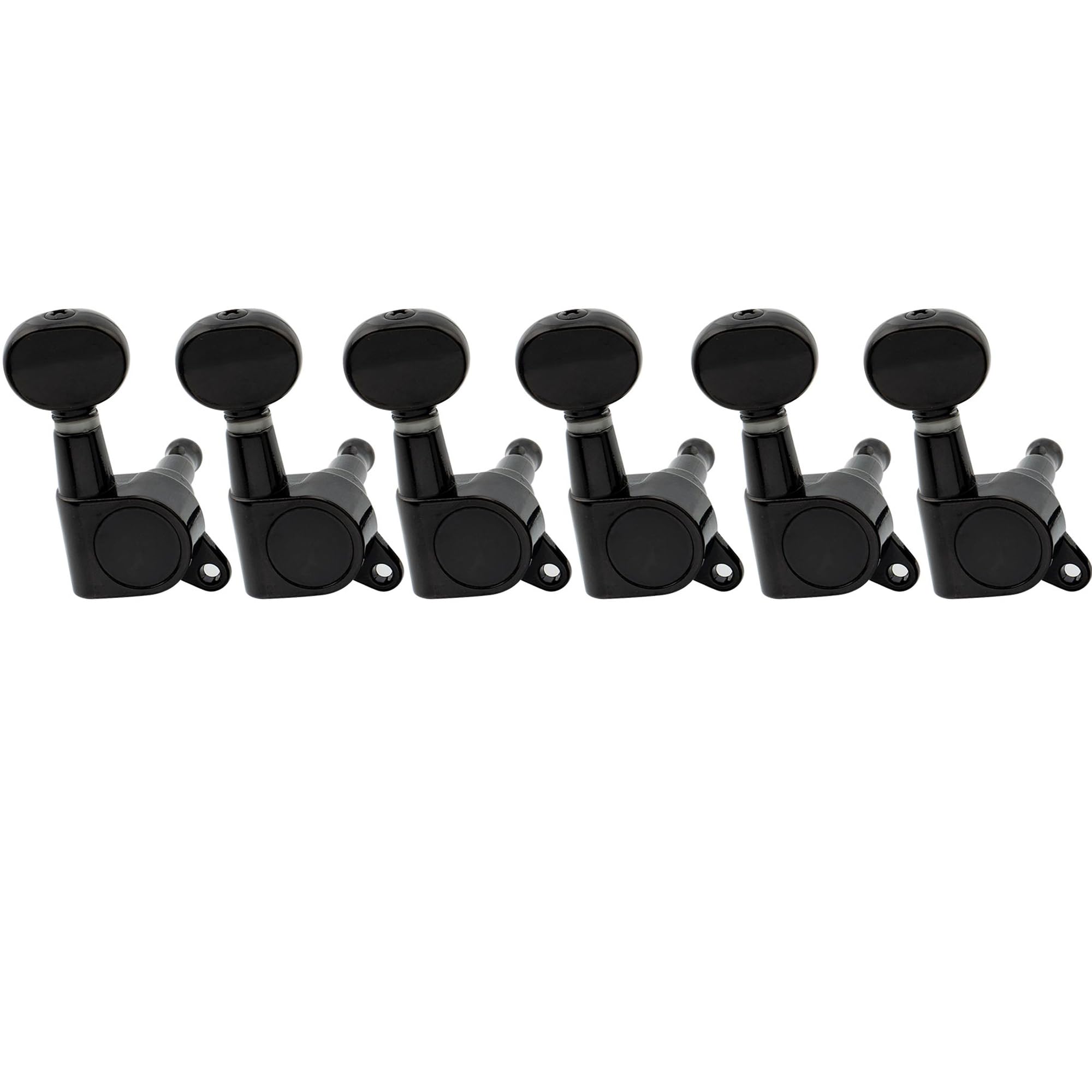 Musiclily Pro 6 inline Guitar Tuners Tuning Pegs Keys Machine Heads Set for Fender Strat Tele Electric Guitar, Kidney Button Black