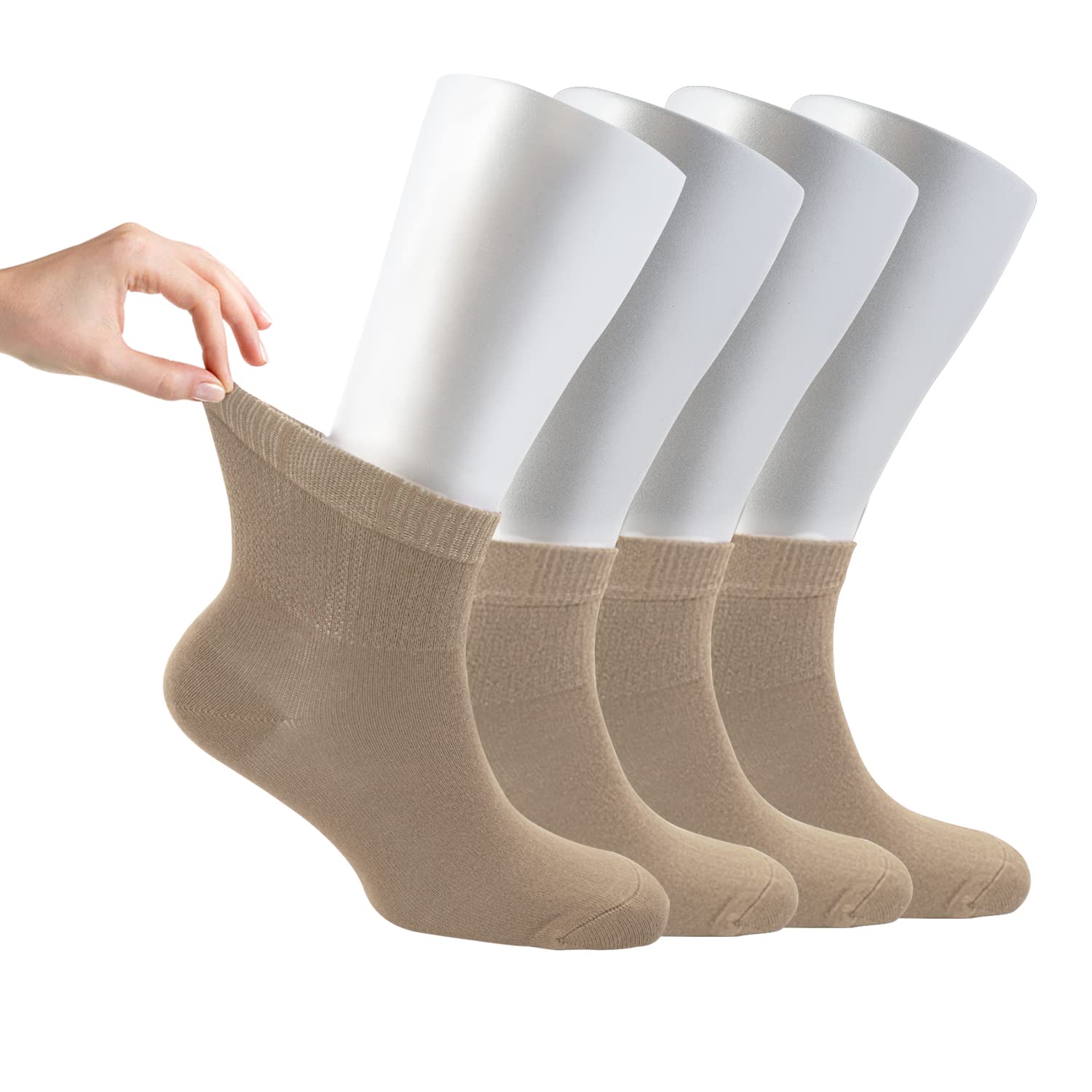 Cosyfeel® Women Loose Diabetic Socks | 4-Pack Neuropathy Ankle Socks for Ladies | Super Soft Eco-Friendly Bamboo Material | Durable with Seamless Toe | Multicolour Patterns | 4 Seasons