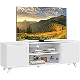 Panana TV Stand, Entertainment Center with 2 Doors and 2 Cubby Storages Cabinets for up to 65 inch for Living Room Bedroom (White, 53.5 inch)