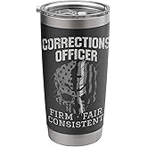 Corrections Officer Quote Thin Silver Grey Line Prison Stainless Steel Insulated Tumbler