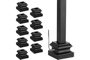 Gyykzz Iron Baluster Shoes 9Pack, Baluster Flat Shoes with Screw, Stair Baluster Shoes Flat Angle Use for 1/2" Square Iron Balusters, Staircase Interior Flat Shoe for Black Square Wrought Balusters
