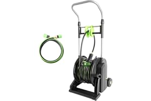 YESTAR Pedal Hose Reel Cart with 82 ft of 1/2" Hose, Portable Water Hose Reel with Wheels, Garden Mobile Tools for Outside, Garden, Yard, Lawn