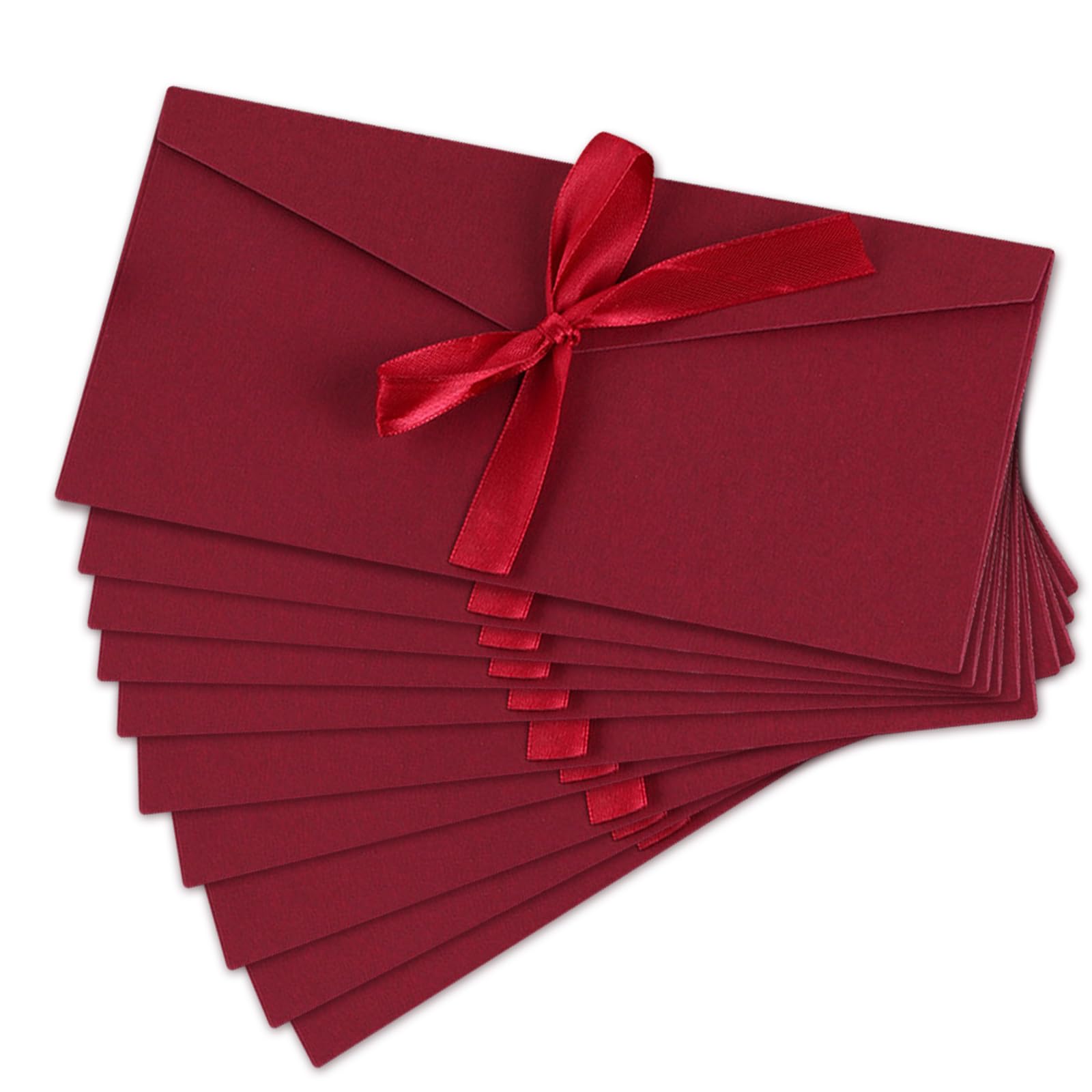 XNIVUIS 10 Pack Retro Kraft Buckle Envelopes, Money Cash Gift Envelopes with Ribbons Vintage for Invitations, Mother's Day, Thanksgiving, Valentine's Day (Red)