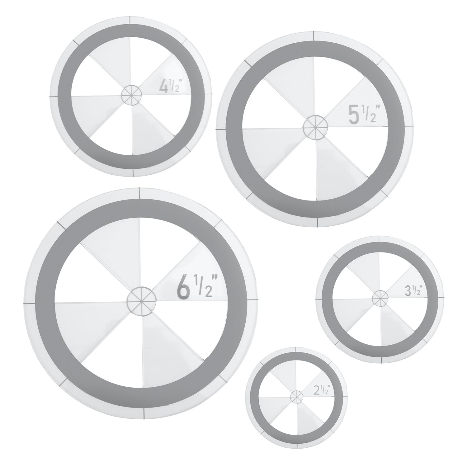 5pcs Circle Ruler Quilting Template Set, Circle Templates for Quilting Drafting Acrylic Round Quilt Circle Cutter Ruler for DIY Sewing Fabrics Crafts Design