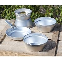 A.Blöchl Emaille Camping Kochset 12-teilig - Für 4 Personen Western Blau