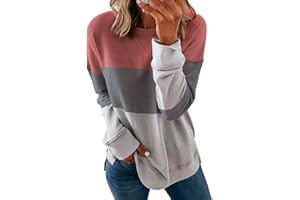GENERIC Sweatshirts for Women Fall Fashion 2023 Casual Crewneck Long Sleeve Tunic Top Pullover Stripe Print Side Split Thin Blouses