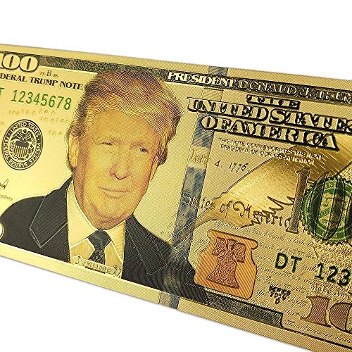 Donald Trump $100 Bill - Authentic 24kt Gold Plated Commemorative Bank Note Collectors Item in Currency Holder - Amazing Detail On This Federal Trump Note