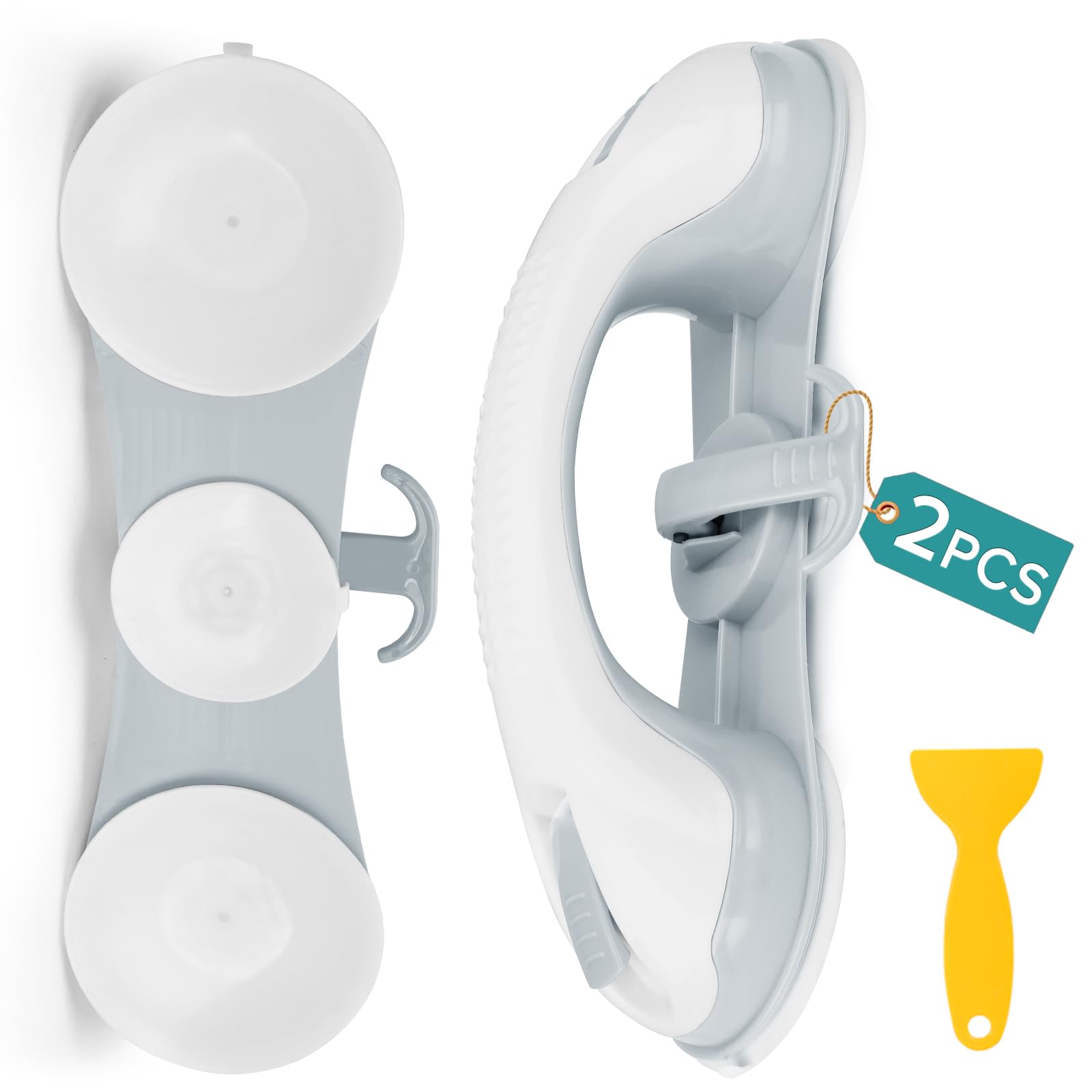 Photo 1 of 2 Pack Grab Bars for Bathtubs and Showers with 3 Suction Cups,Heavy Duty Handle Removable Handrails for Seniors and Elderly,Bathroom Safety Grip No Drilling Waterproof (Blue)