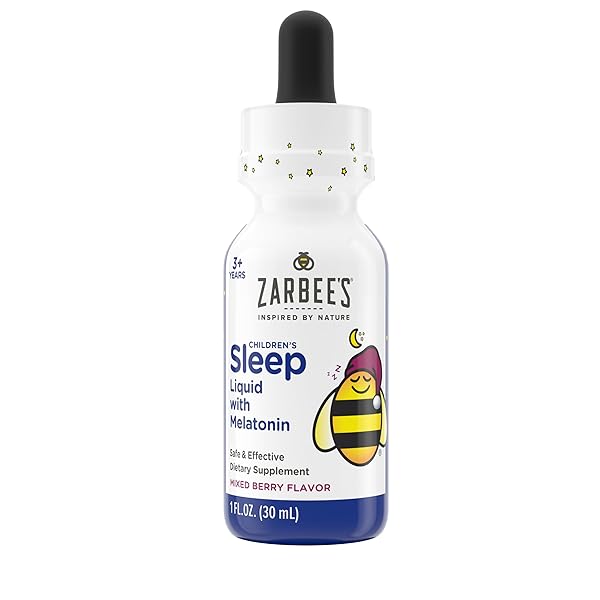 ZARBEE’S KIDS MELATONIN SLEEP SUPPLEMENT LIQUID, 1MG MELATONIN, DRUG-FREE & EFFECTIVE, EASY TO TAKE NATURAL BERRY FLAVOR FOR KIDS AGES 3 AND UP, 1 FL OZ BOTTLE