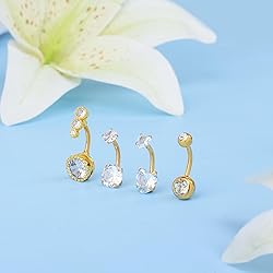 LEE&RO Gold Belly Button Ring Dangle Stainless