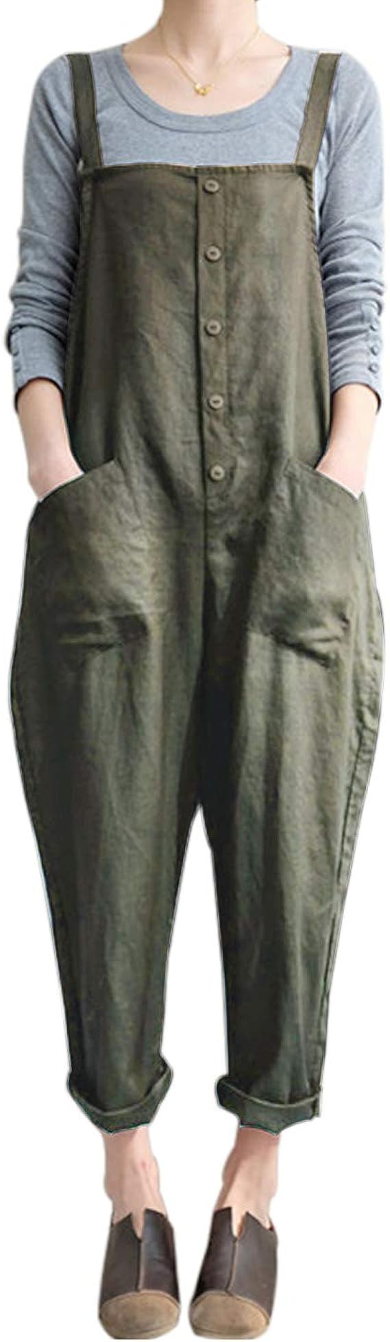 womens linen bib overalls