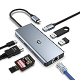 Tymyp USB C Hub, 8 in 1 USB C Adapter, Dual Screen