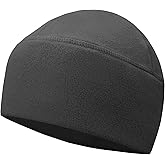 Winter Fleece Beanie, Wide Double-Layer Brim Warm Skull Cap, Windproof Lightweigh Sleep Hat for Men Women