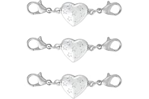 3pcs Magnetic Necklace Clasps, Heart Shape Jewelry Lobster Clasps and Closures for DIY Bracelets Jewelry Making Necklace Exte