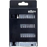 Wiha 75992 System 4 Precision Interchangeable Bit Set, Torx, Slotted, Phillips, Hex Inch, ESD Safe Precision Handle, 27 Piece