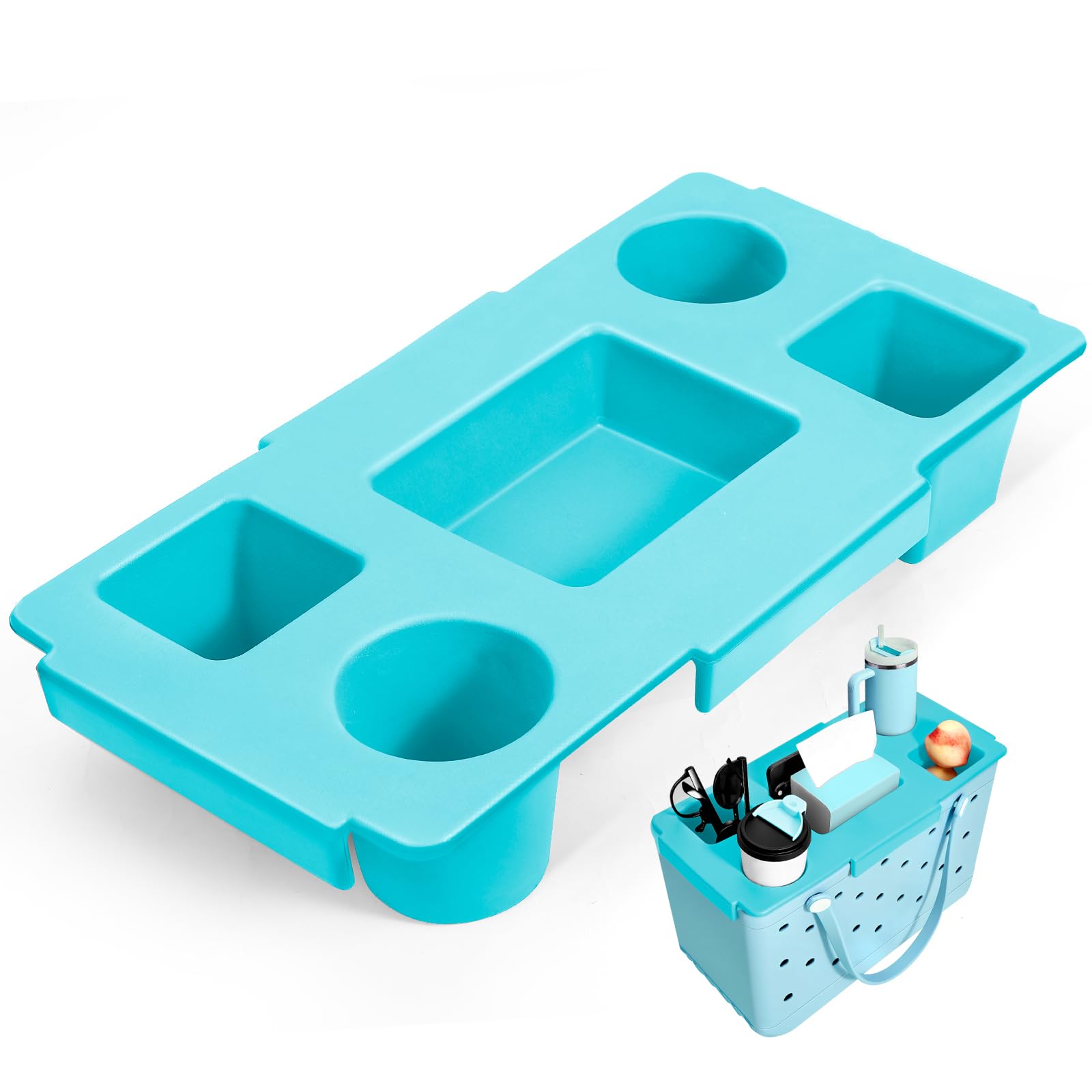 Photo 1 of LOLLIDO Top Cup Holder Tray Accessories for Bogg Bag X-Large, Waterproof EVA Drink & Phone Holder Fit for Stanley Cup - Organizer & Topper Tray for Bogg Bag (Blue)
