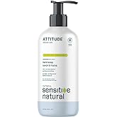 ATTITUDE Gentle Hand Soap for Sensitive Skin, Oat, Unscented, 16 oz | EWG Verified, Dermatologically Tested, Moisturizing, 99% Naturally Derived, Vegan, Liquid Hand Wash