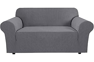H.VERSAILTEX Stretch Couch Cover for 2 Cushion Couch, 1-Piece Universal Love Seat Covers Jacquard Spandex Sofa Protector Pet 
