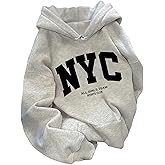 SweatyRocks Women's Oversized Letter Graphic Drawstring Hoodie Sweatshirt Thermal Lined Pullovers with Pocket