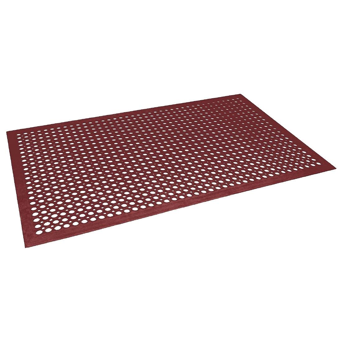 Jantex Rubber Grease-resistant Anti-Fatigue Mat Red - 1500x900mm 59x35"