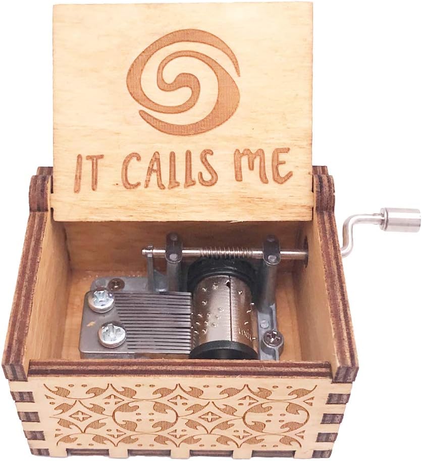 Moana Music box Hand Crank Musical Box Carved Wooden,Play the Thame Song of Moana,Brown - Image 3