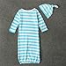Newborn Baby Boys Girls Letter Printed Sleep Gowns Striped Long Sleeve Sleepsack Blanket,0-12 Months,Blue