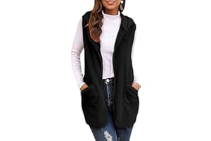 Fleece Blanket for Women Hooded Sleeveless Fluffy Coat Lightweight Vest Cardigan Vest Outerwear with Pocket