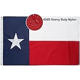 Homissor Texas Flag 3x5 Heavy Duty Outdoor 420D Tough Nylon TX State Flags Embroidered Stars 3x5 Ft Long Lasting for Outside High Winds Sewn Stripes and 2 Brass Grommets