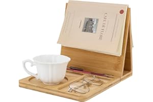PH PandaHall Wooden Book Stand for Reading Rest Triangle Book Holder with Cup Pen Phone Glasses Organizer Foldable Reading Re