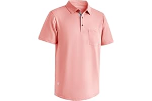 VEBOON Mens Long and Short Sleeve Polo Shirts Pocket Casual Solid Cotton Blend Drop Cut Collared Polo Shirts for Men