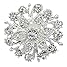 4pcs Silver Rhinestone Flower Pearl Wedding Brooches Pins Set