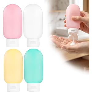 New Model 4 Pack Refillable Cosmetic Squeeze Bottles, Travel Bottles for Toiletries, Portable Travel, Multicolor 1